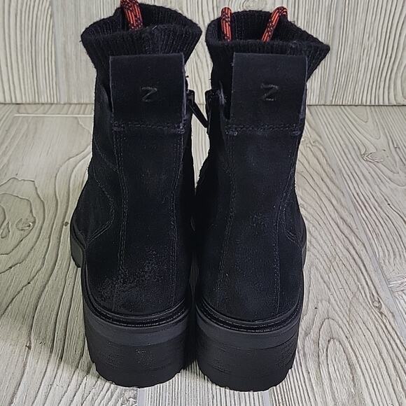 Zodiac Chance Black Leather Lace Up Side Zip Combat Ankle Boots Womens 5.5 NEW - Picture 5 of 13